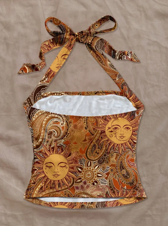 حزام علوي صيفي أوروبي وأمريكي مثير برقبة معلقة ملابس نسائية بقصة ضيقة