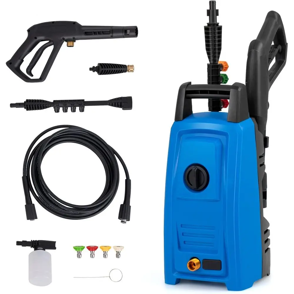 

Мойка высокого давления 1900 PSI, 1.8 GPM с 4 быстросъемными насадками, бутылкой для моющего средства и шлангом 19.7 футов, портативная чистящая машина