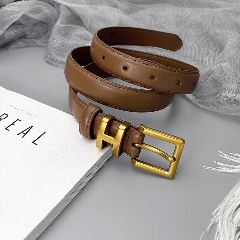 حزام نسائي صغير، معطف مزخرف جديد بإبزيم على شكل حرف I على شكل حرف H، حزام جينز عصري راقي