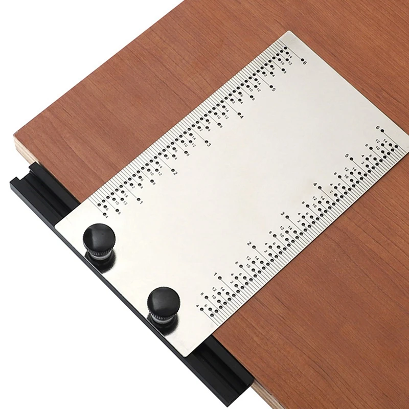 English Hole Ruler Stainless Steel With Base Multifunctional Woodworking Marking Ruler DIY Marking Tenon And Mortise Easy To Use