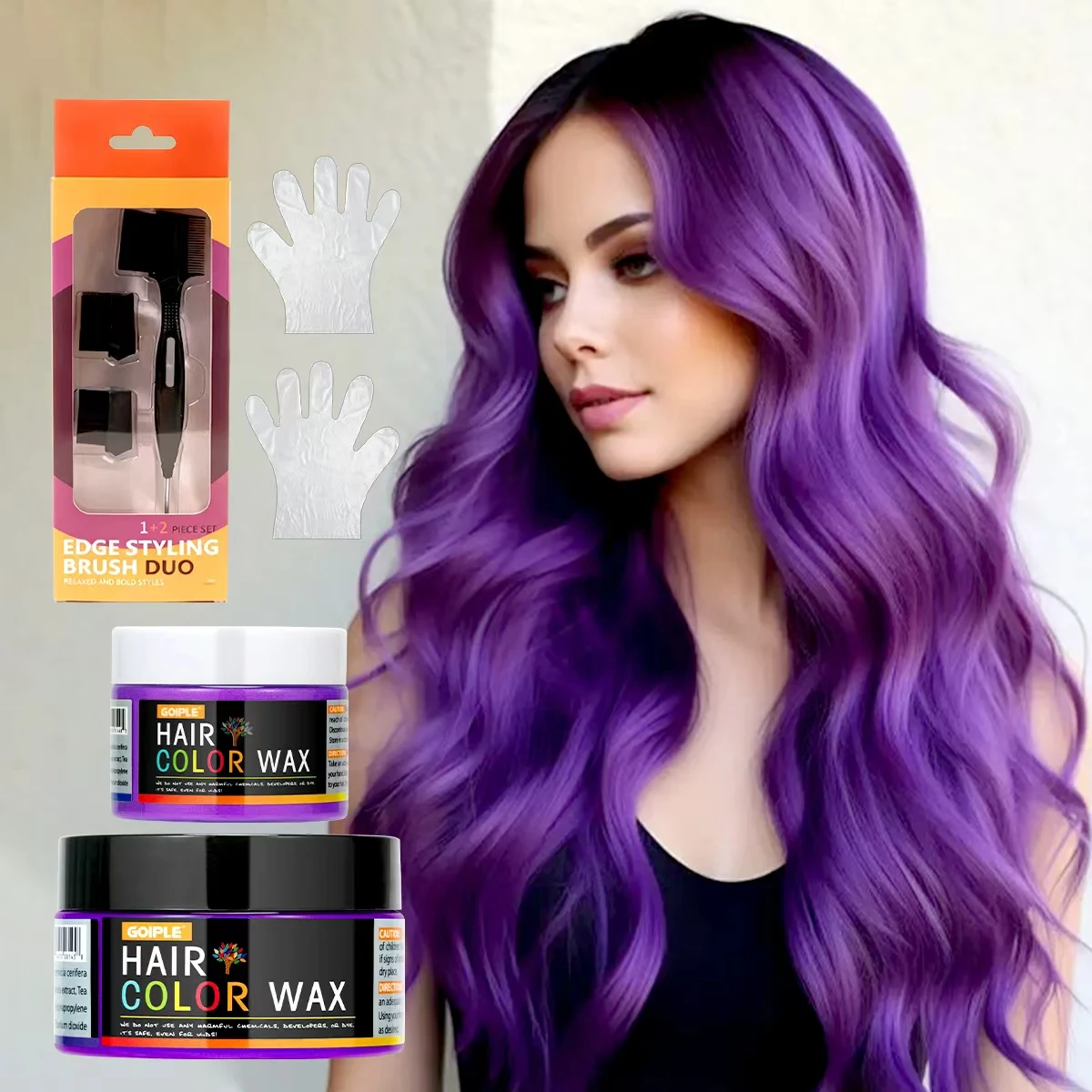 

Краска для волос на Хэллоуин, воск для мужчин и женщин, мгновенная окрашенная глина для волос, косплей, временные изделия для окрашивания своими руками, одноразовые перчатки и кисть