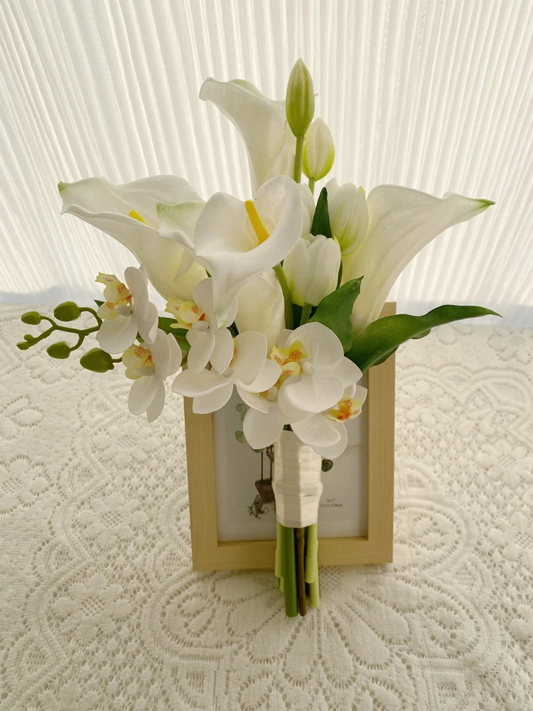 Fleurs de mariage ivoire Calla CAN ies Tulip, petit brunch, fleurs de demoiselles d'honneur, 15 ramos de mariage, WB0406