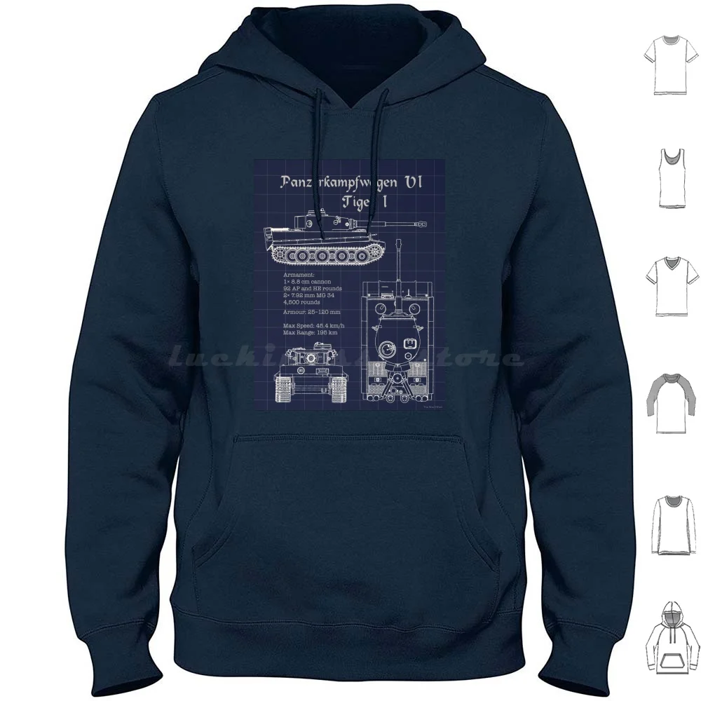 Sudaderas con capucha Panzerkampfwagen Vi Tiger I, manga larga, Segunda Guerra Mundial, tanque, armadura Panzer, cañón, oruga, Ww2, alemán