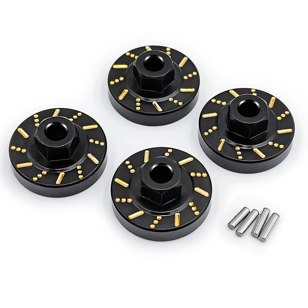 YEAHRUN 4Pcs TRX-4M Black Coating Brass Wheel Hex Hub Extenders Adapters for TRX4M Bronco Defender 1/18 RC Car Truck Model Parts