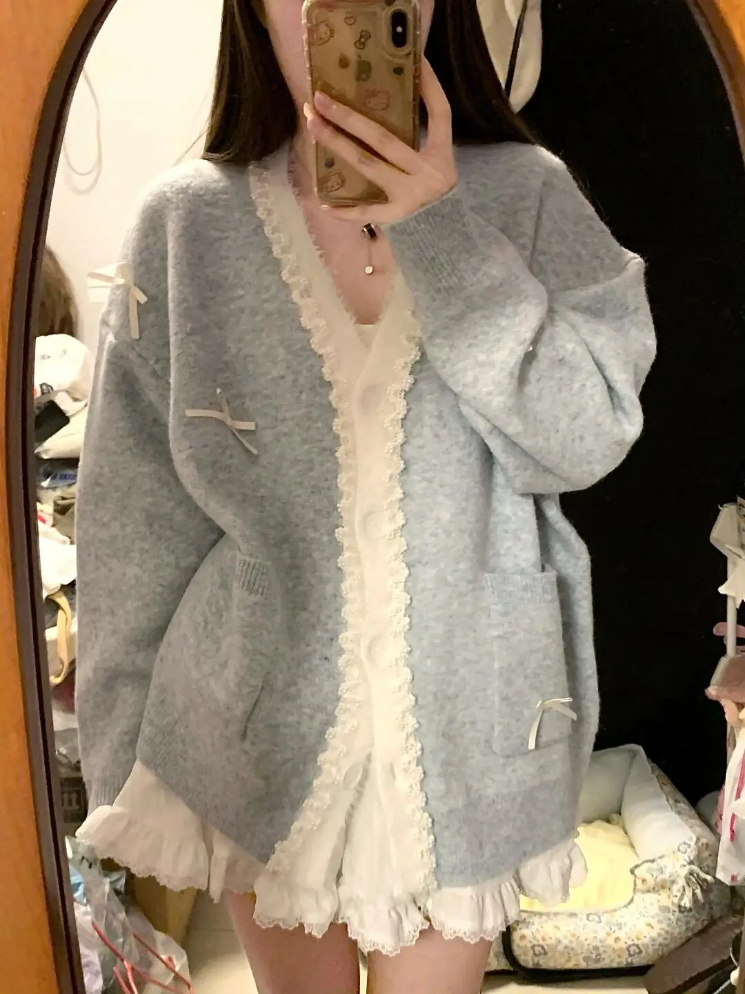 

Women's Blue Cardigan Knitted Sweater Harajuku 90s Aesthetic Y2k Long Sleeve Sweater Jumper Vintage 2000s Aesthetic Clothes 2025