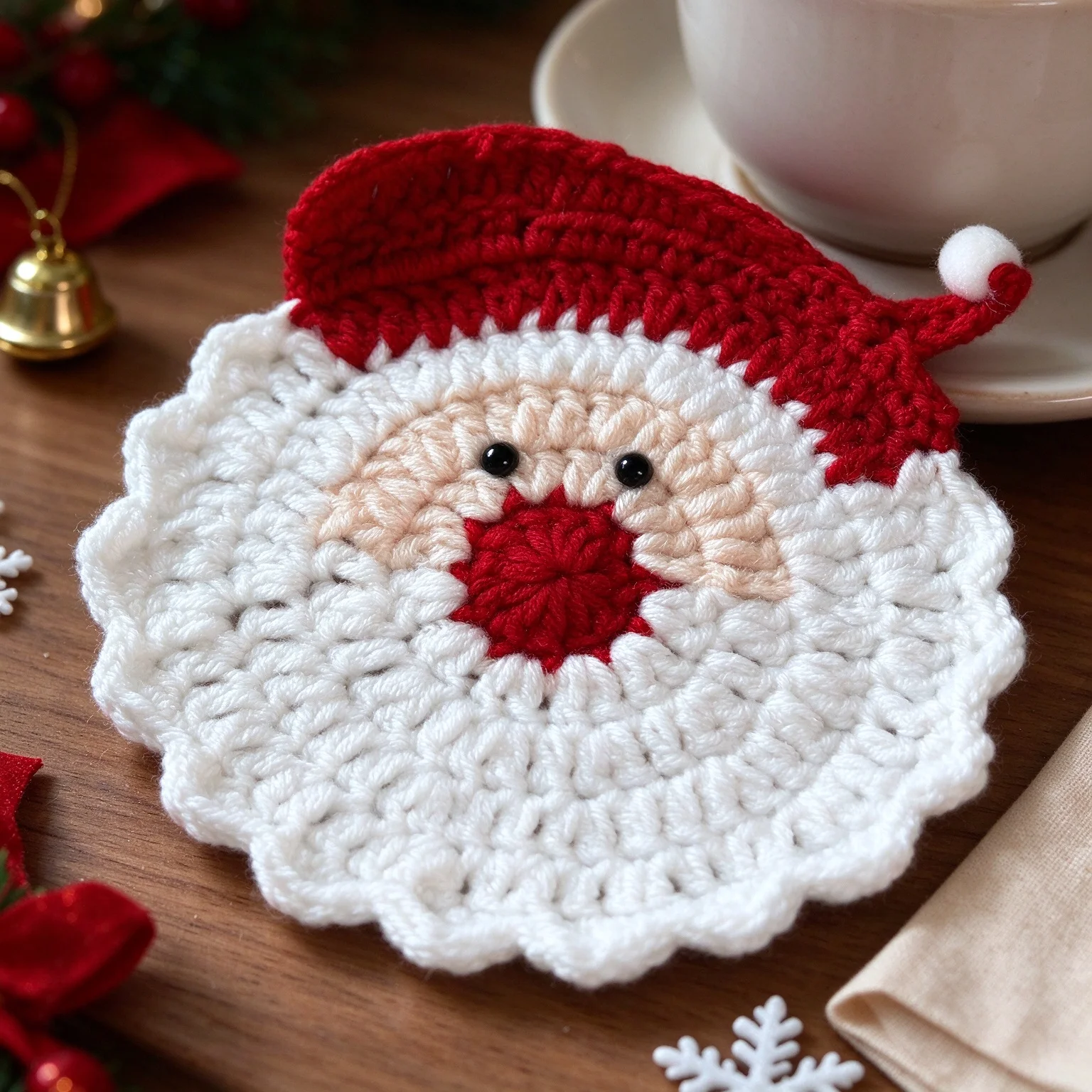 Finished handmade Santa Claus coasters, yarn hooks, creative gifts, holiday gifts, home meal mats, bowl mats