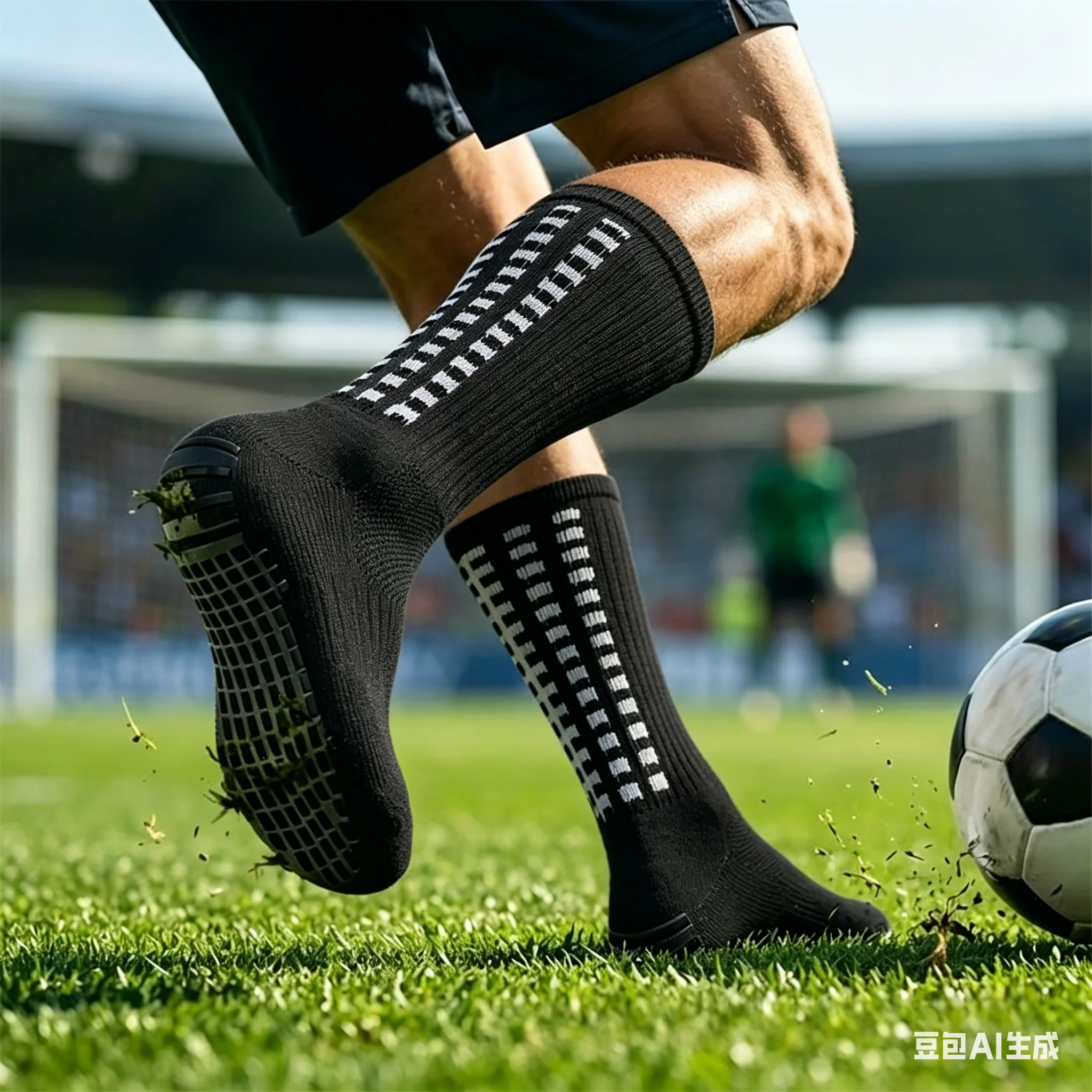 

2 pairs of men's mid tube adhesive anti slip sports socks with towel bottom, professional sports training football socks