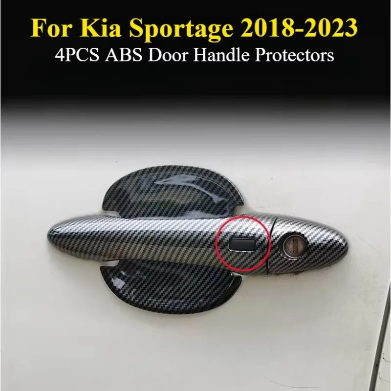 For Kia Sportage 2018-2023 4PCS ABS Door Handle Protectors – Dual Smart Keyhole Cutout Peel & Stick Anti-Scratch Cover