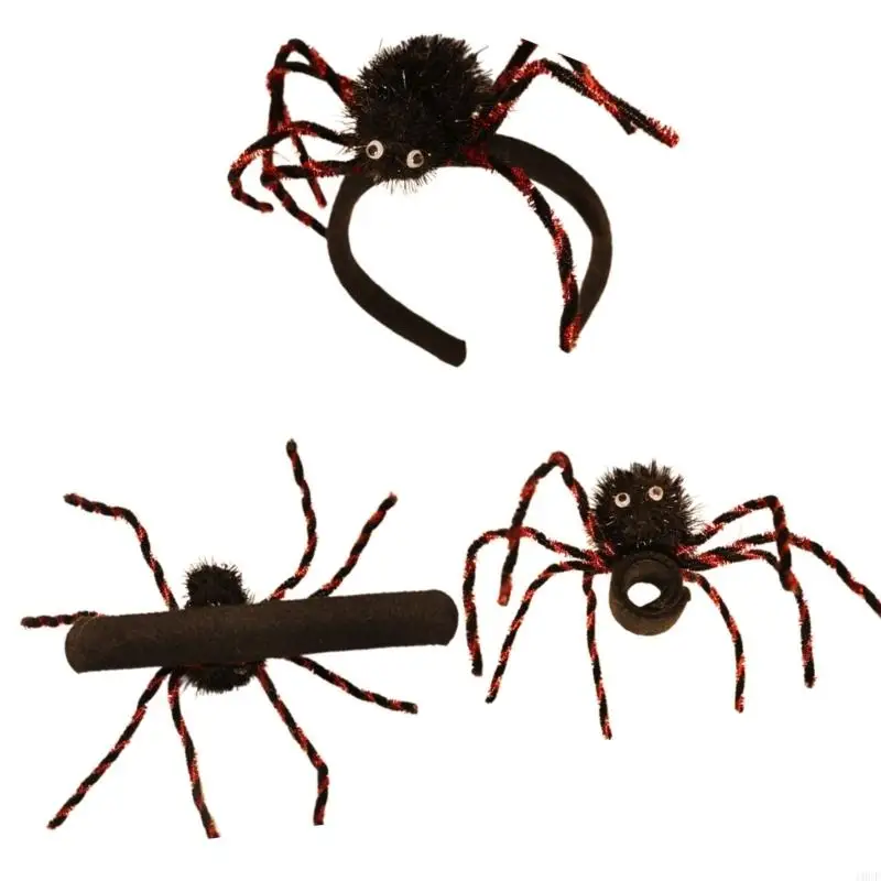 العناكب الدبالية دبوس معصم المعصم 3pcs مجموعة أزياء هالوين