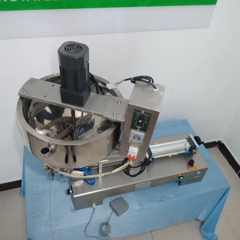 Semi Automatic Thick Cream Wax Heating Filling High Viscosity Liquid Past Bottle Filler Syrup Mixing Heating Filling Machine