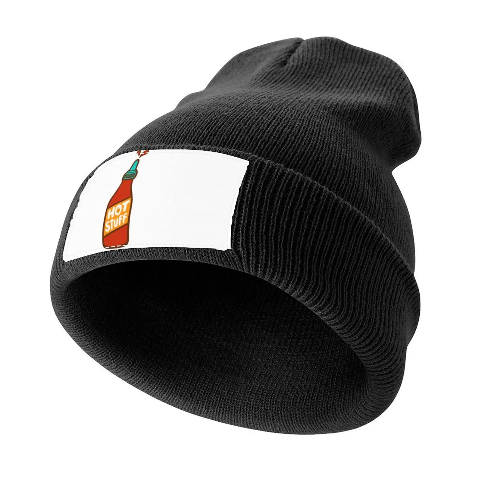 Hot Stuff Patrón de salsa picante en gorro tejido rosa melocotón, ropa de calle, sombrero de lujo para hombre, sombrero de caballero, moda de playa para mujer y hombre