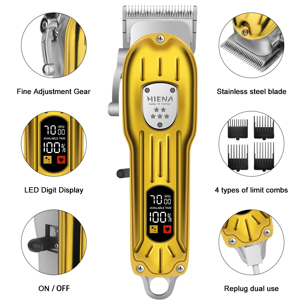 เครื่องใช้ไฟฟ้าภายในบ้าน HIENA ระบบดูดอัจฉริยะพิเศษ กำลังดูดแรงพิเศษ หัวตัดคมสำหรับร้านตัดผม