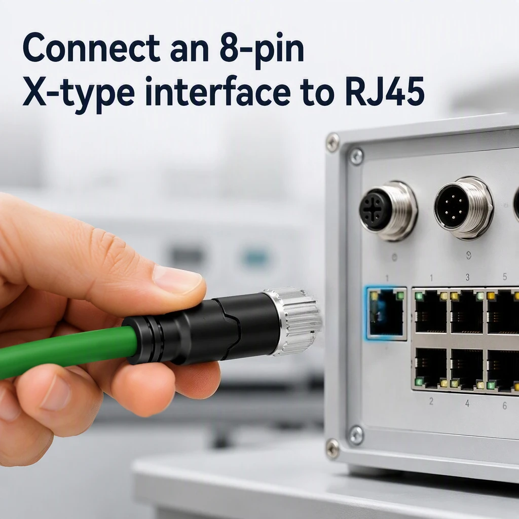 4Pin 8Pin Connector X-type M12 To RJ45 Industrial Ethernet Cable CAT6A M12 A/D/X-Code Sensor Wire Compatible with SICK Cognex