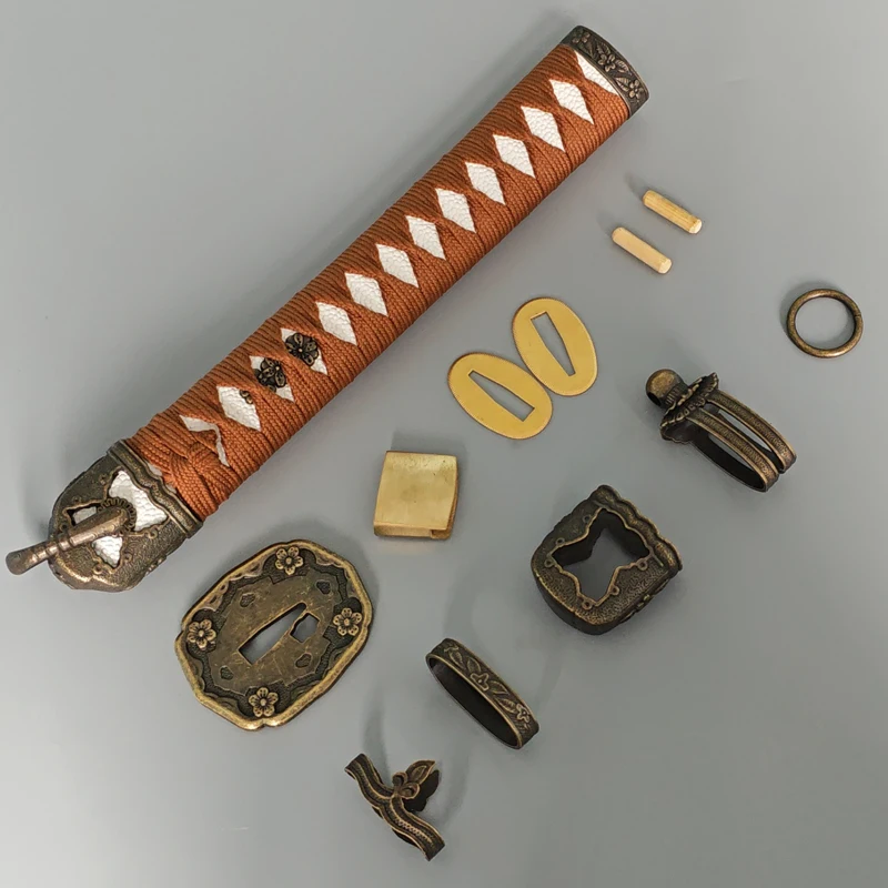 98 Military Sword Tsuka Saya Fittings Set, Tsuba Fuchi Kashira Habaki Seppa Menuki Kuchigane Kojiri, Japanese Katana Accessories