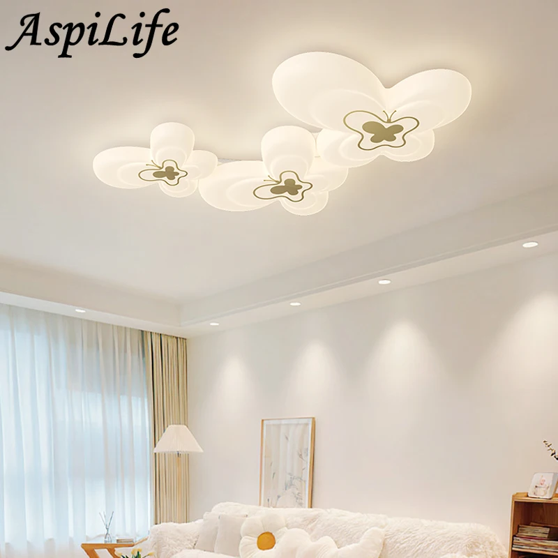 Ceiling Chandelier for Living Room Bedroom Children's Boy and Girl Room Fixture AC85-260V Indoor LED Lights Fan Butterfly Lamps