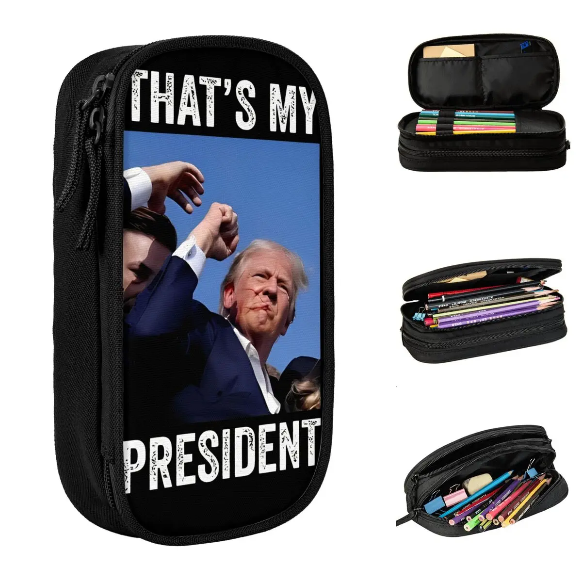 2024 President Election Shooting At Trump Rally Pencil Case Trump Shot Pen Bags Student Storage Students School Gift Pencilcases