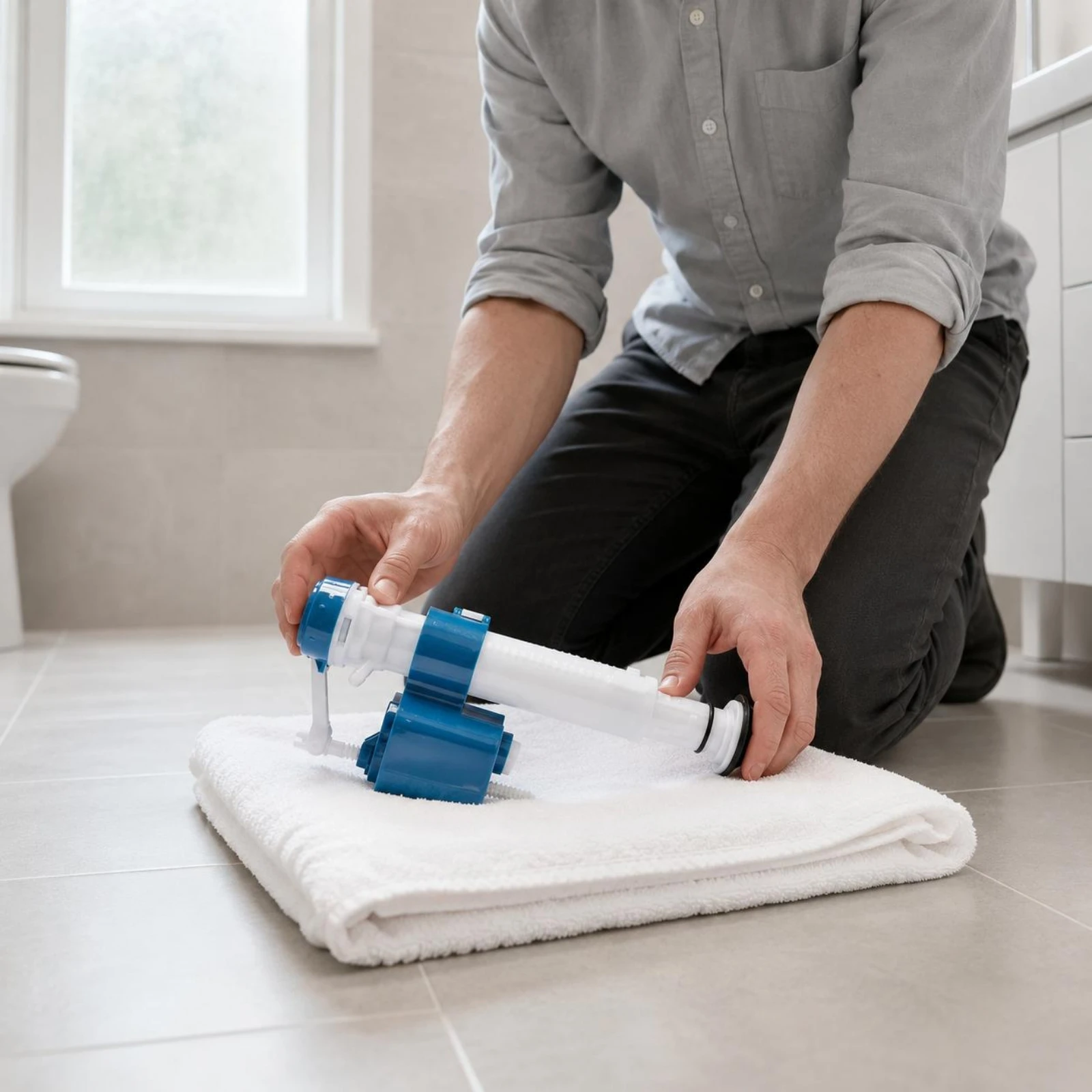 

ABS Toilet Valve Assembly Telescopic Toilet Reservoir Flush Valve Plumbing Hardware Sealing Rings Blue and White