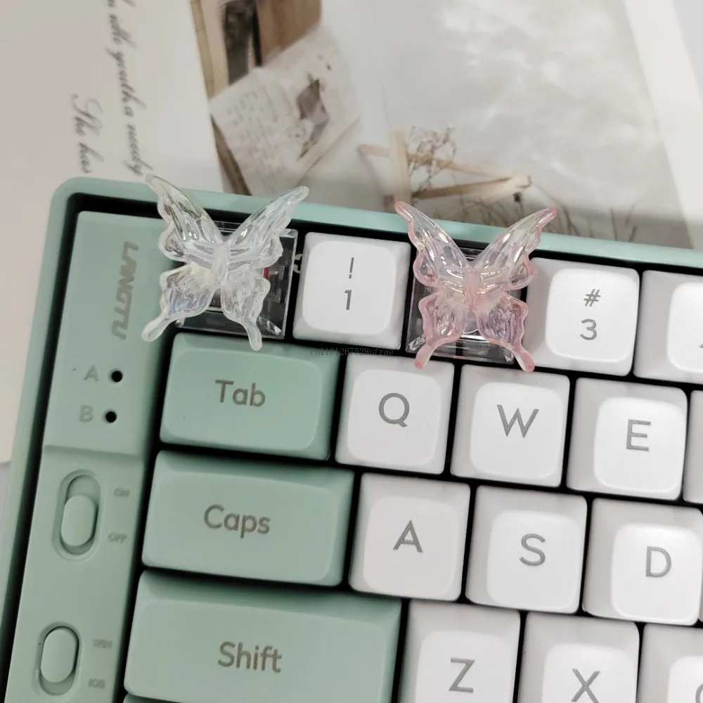 Transparent Butterfly Keycaps Cherry Profile R4 Cute Key Caps Cross Axis Mechanical Keyboard ESC Keycap PC Accessories Gift