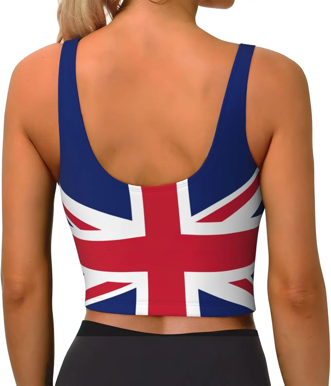 British Flag Print Womens Sports Strappy Sports Bra U Back Bra Workout Yoga Gym Tops Seamless Bra