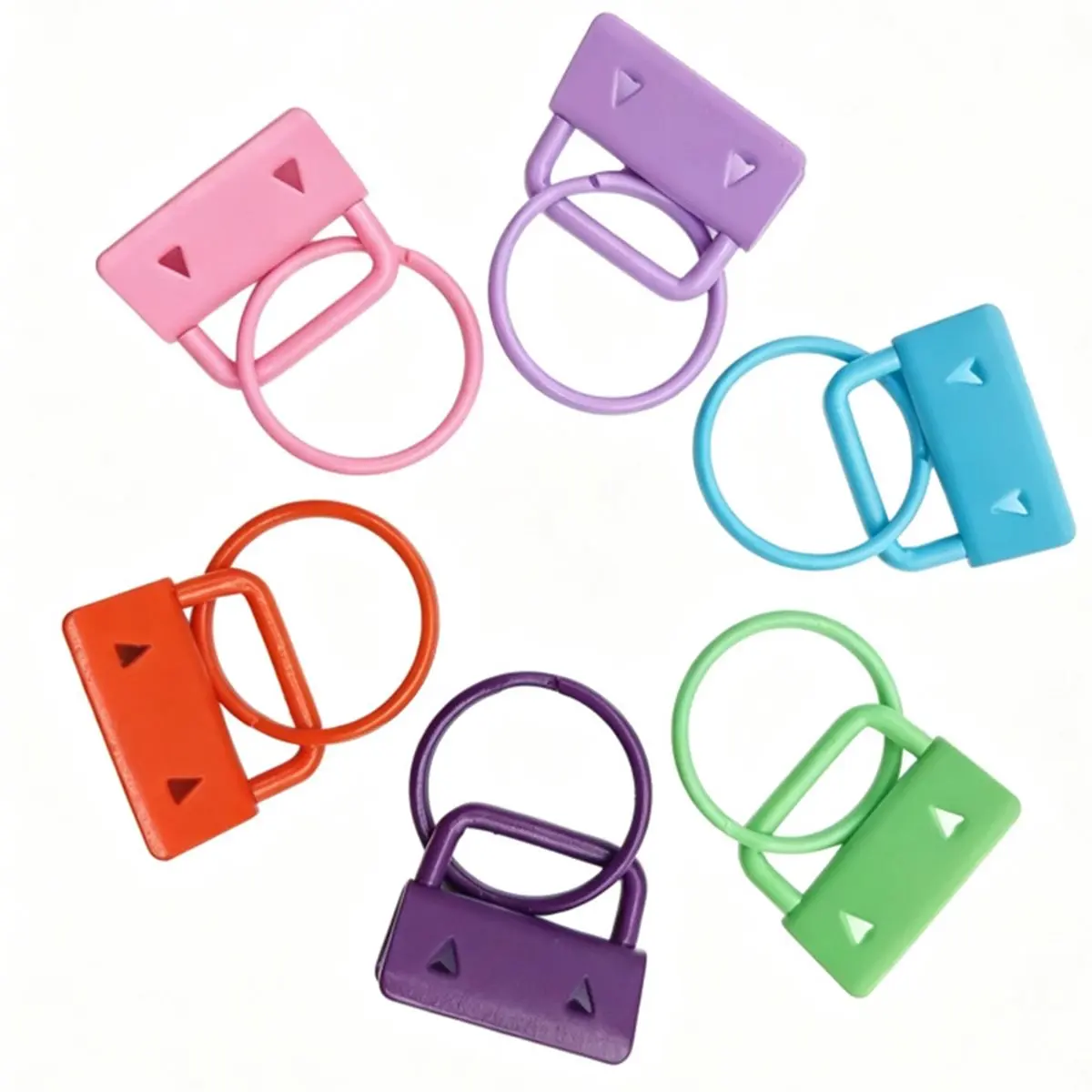 24pcs - 25mm Macaron-Colored Spring Clasps/Carabiners (U-Shaped) with Key Rings - for DIY Crafting and Charms