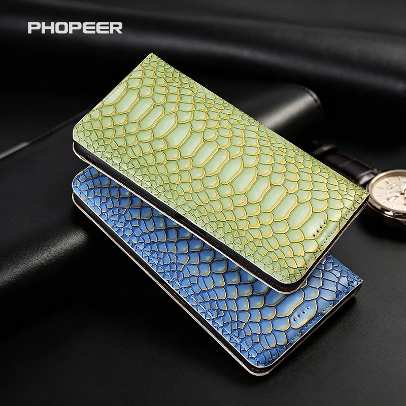 Luxury Python-patterned PU leather phone case for Realme V60 50 40 30 25 23 20 15 13 11 5 3 S T Pro