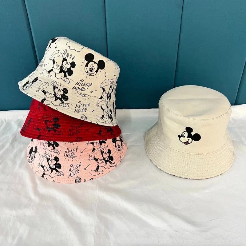 Disney Mickey Mouse Bucket Hat Cartoon Hip Hop Men Women Casual Couple Beach Panama Cap Anime Boys Girls Cute Travel Sunbonnet