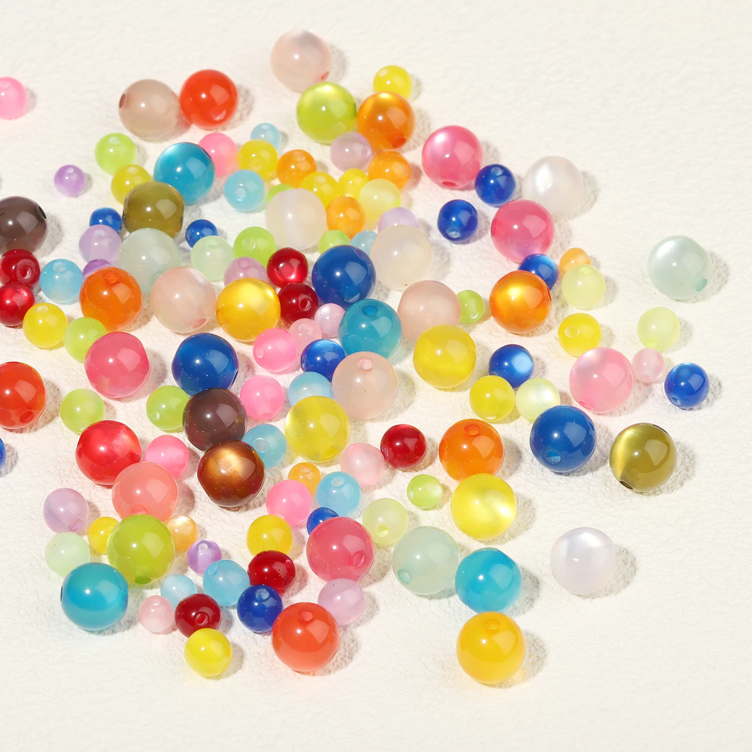 6mm 8mm 12mm Colorful Cat Eye Resin Beads Round Loose Spacer Beads for Jewelry Making Diy Bracelet Necklace Earrings Accessories