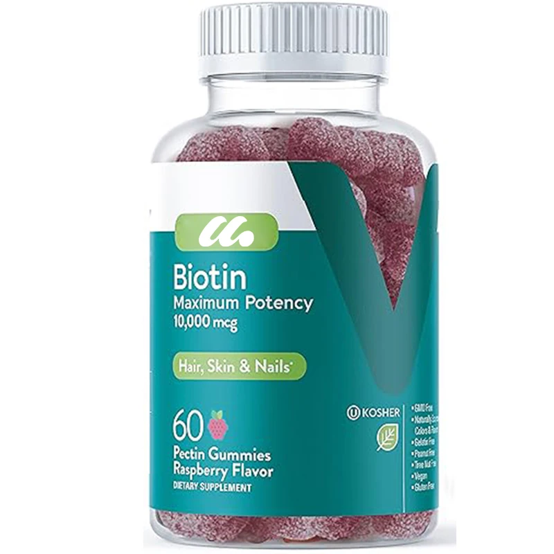 Biotin gummies - Vitamin B7- Dietary supplements, vegetarian- Suitable for adults, teenagers, and children - Raspberry flavor