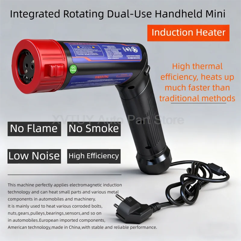 

Handheld Induction Heater 1700W No Flame Rusty Nut Heating Tool Rotating Dual Use Mini Heater Fast Heating For Auto Machinery