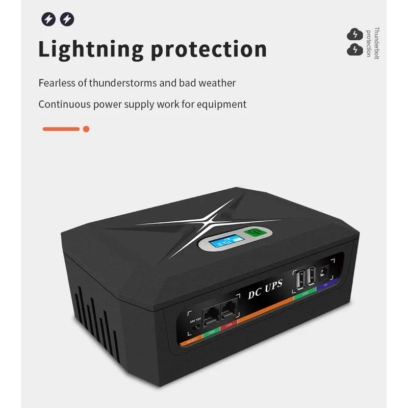 60W Multifunction Poe Dc Ups Inbuilt Lithium Battery Mini Ups for Wifi Router Outage use Uninterrupted Power Supply