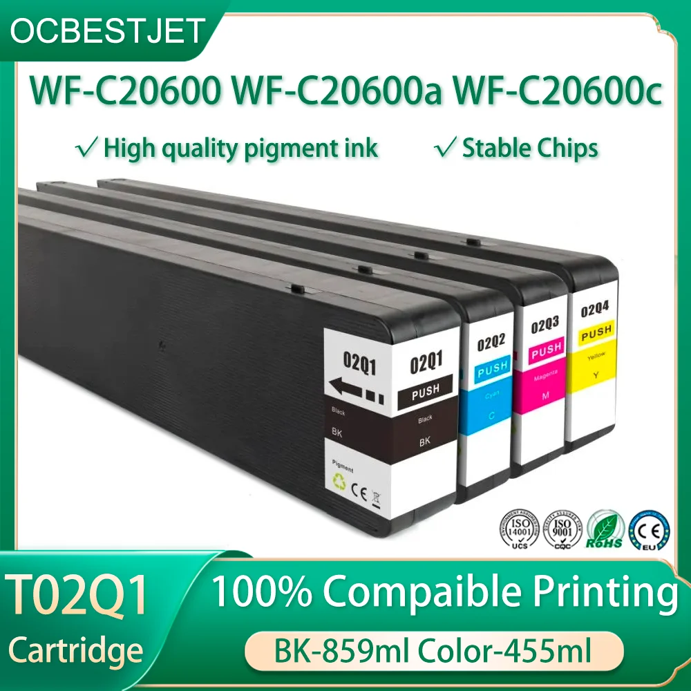 1pc T02Q1 T02Q2 T02Q3 T02Q4 Ink Cartridge With Pigment Ink For Epson C20600 WorkForce WF-C20600 WF-C20600a WF-C20600c Printer