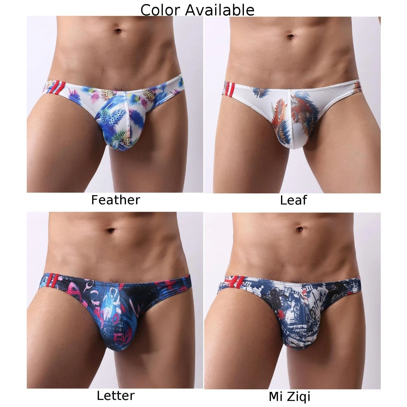 Sexy Print Breathable Men Bulge Pouch Briefs Lingerie Low Rise Underwear Pump Man Briefs U-Bulge Underpants Glossy Panties