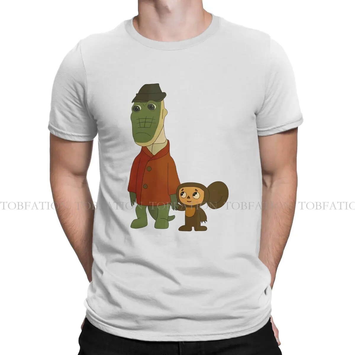 Hold Me Cheburashka T Shirt Vintage Alternative Loose Crewneck TShirt Harajuku Men's Streetwear