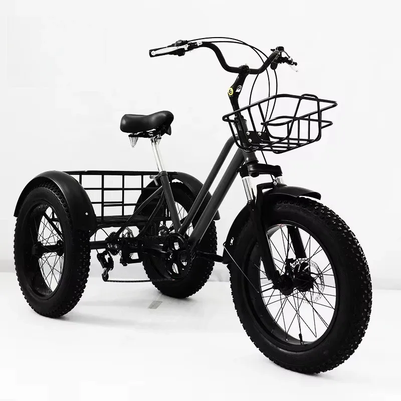 In-Stock 20 Inch Fat Tire Tricycle Open Body Pedal Bicycle for Snow and Cargo Human Tricycle