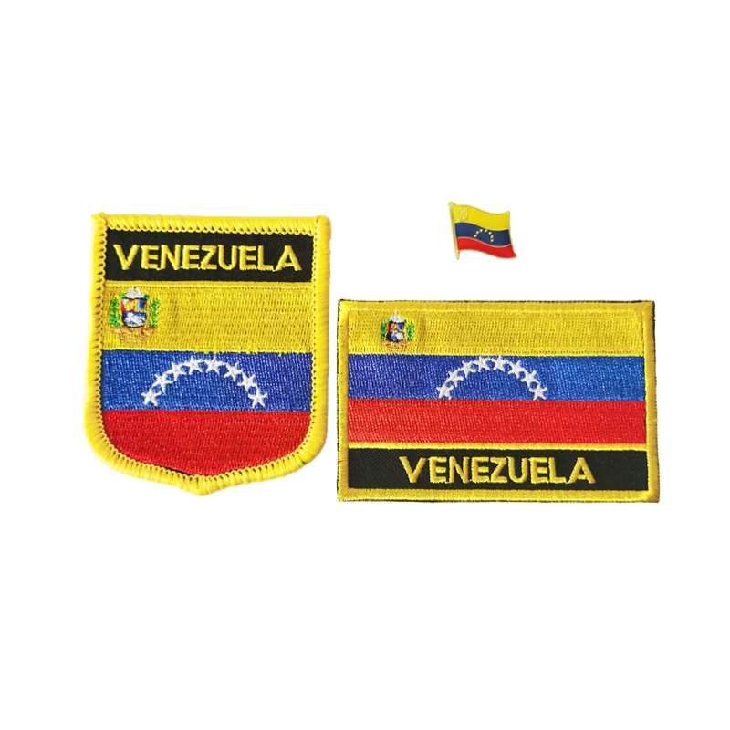 Distintivo distintivo con toppe ricamate con bandiera nazionale del Venezuela e spilla a forma quadrata un Set sulla decorazione dello zaino con