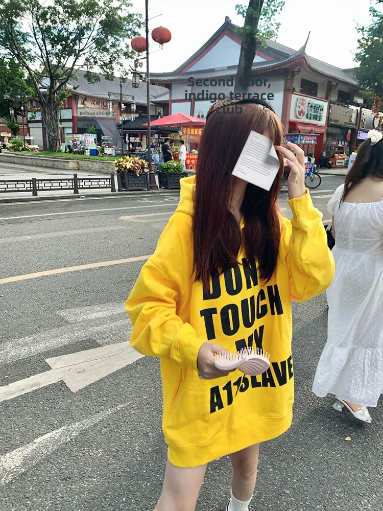 

Американский дизайн в стиле High Street: худи с буквенным принтом, женская свободная толстовка оверсайз, повседневная верхняя одежда для весны и осени