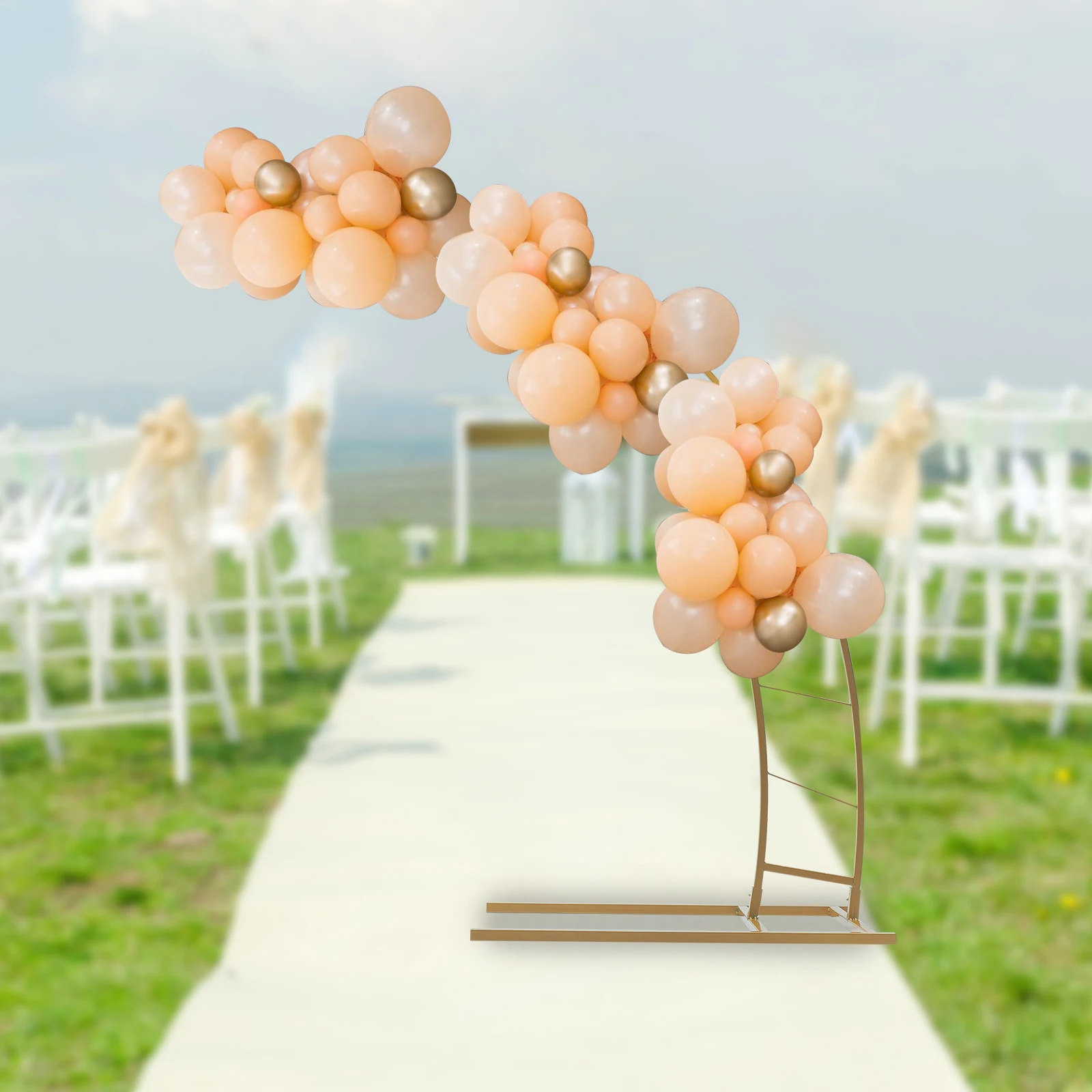 

6.5ft Wedding Arch Gold Metal Crescent Moon Shape Backdrop Stand Curved Flower Stand Balloon Frame Garden Decor for Wedding