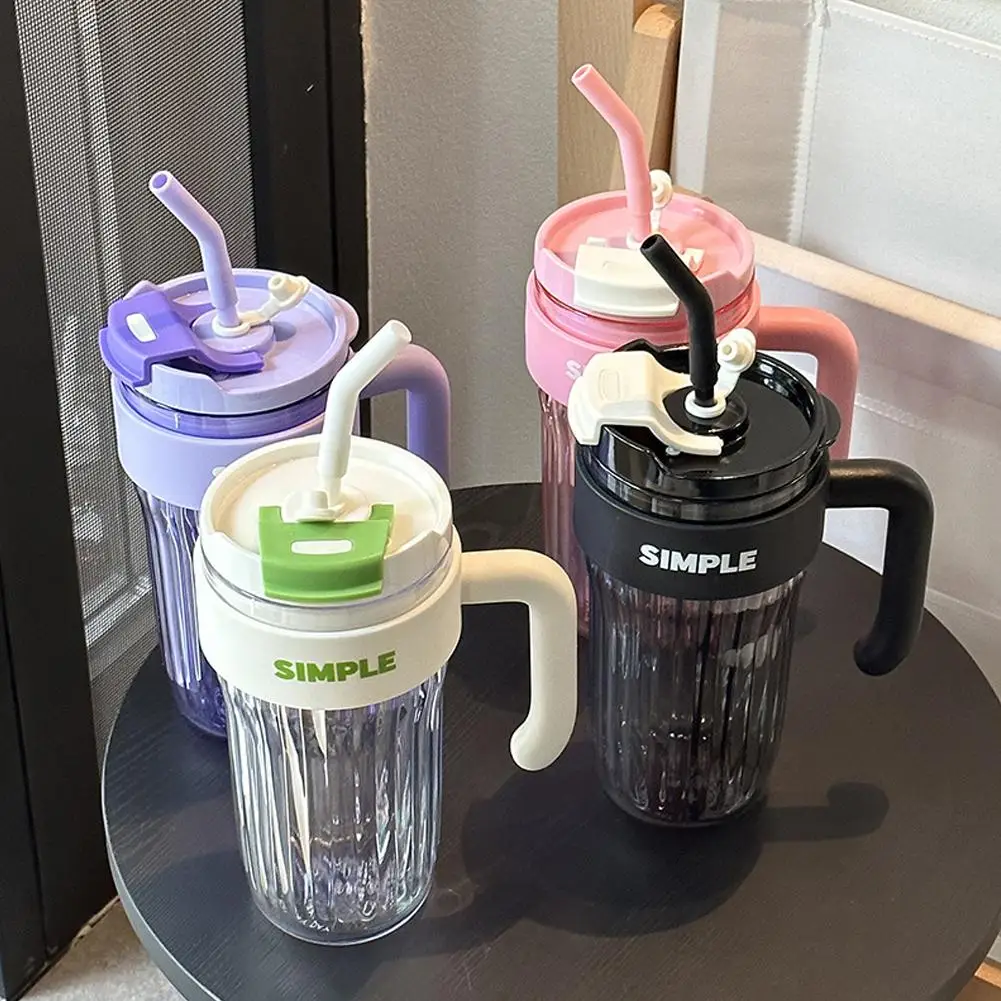 

Simple Large Capacity Handy Cup Girl Office Mug Handle Couple Mug Coffee Quality Summer Cup Drinking Cup Water Straw High M1F2