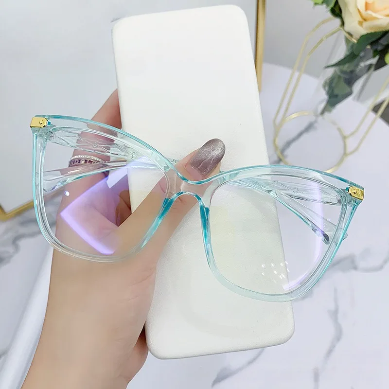 

Очки Ladies Retro Cat Eye Glasses Large Frame Anti Blue Light Computer Glasses Reading Playing Games Protect Eyewear Окуляри