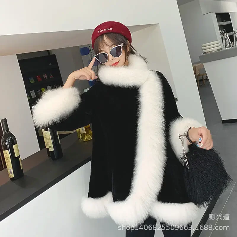 Vrouwen Faux Vos Bontjas Mid-Lengte Pluche Jas Losse Harige Womens Kleding Vos Bontkraag Winter Jas fur Jacket Casual Uitloper