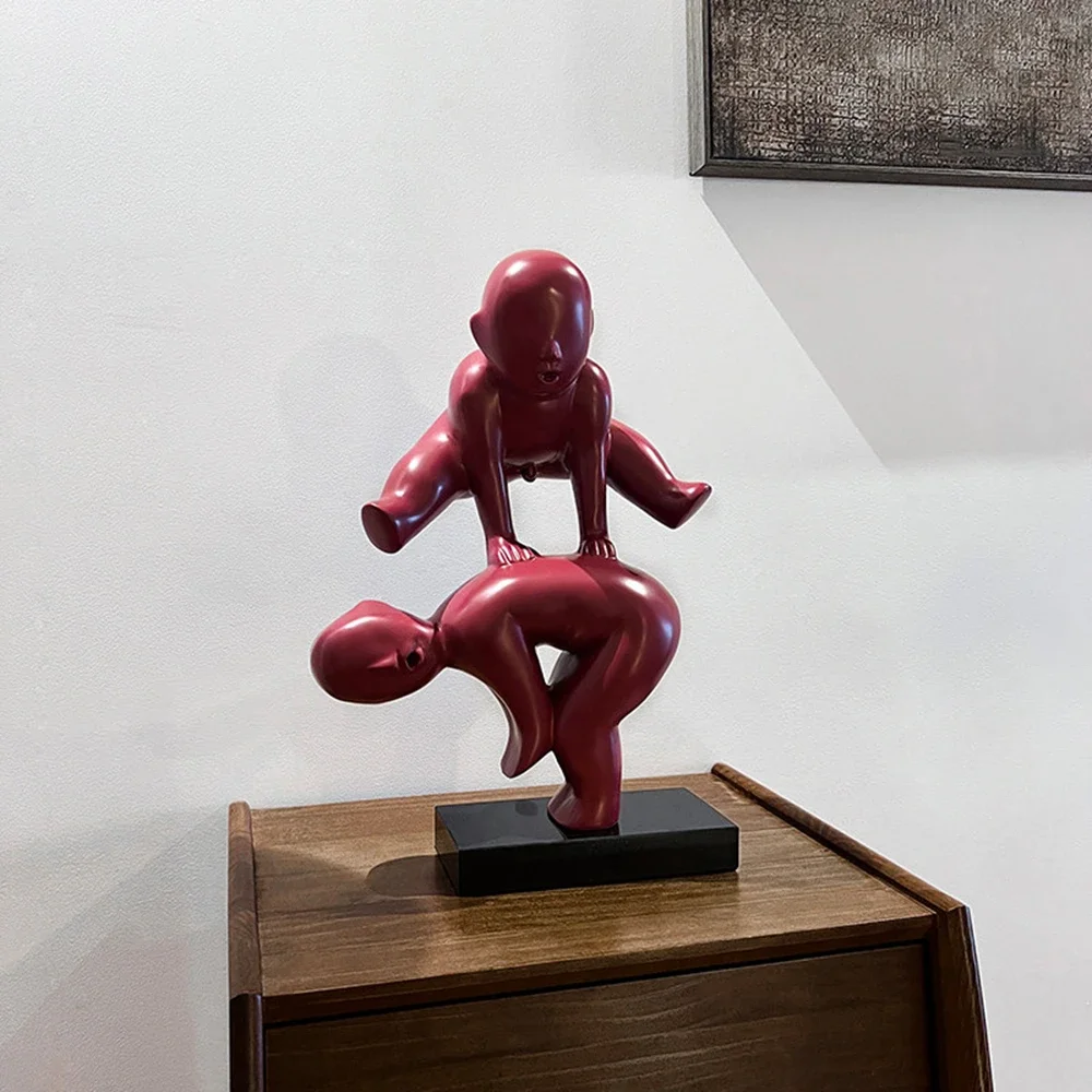 Modern Minimalist Vaulting Jump Kid Abstract Resin Sculpture TV Cabinet Tea Table Office Gift Cute Cartoon Jumping Child Statue