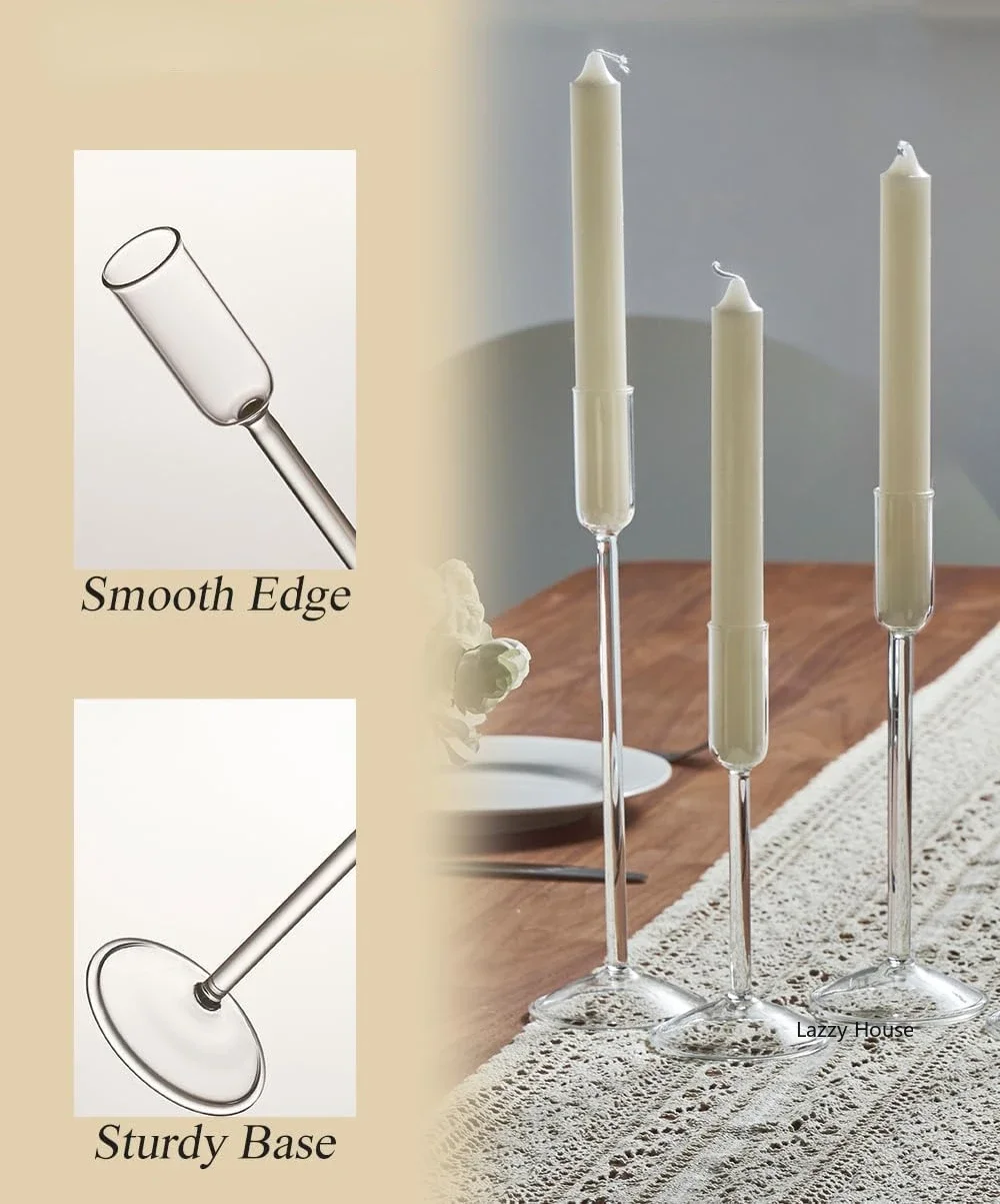 Minimalism Glass Candle Holders for Candlesticks Christmas Events Party Wedding Centerpiece Decorations Home Decor Bulk Set