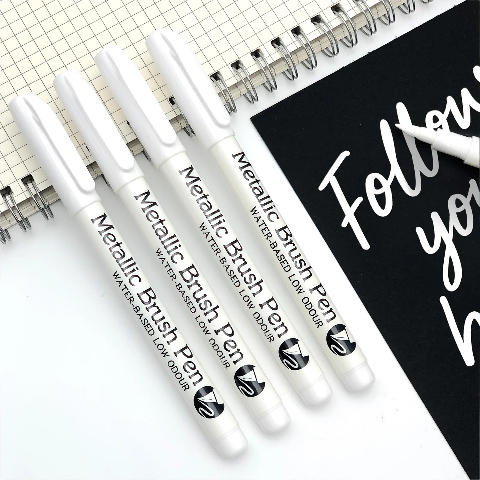 فرشاة أقلام خطاط (ماركر) معدنية أبيض/ذهبي/فضي/نحاس اللون قلم تلوين دائم للحرف اليدوية سكرابوكينغ لوازم مكتبية #4