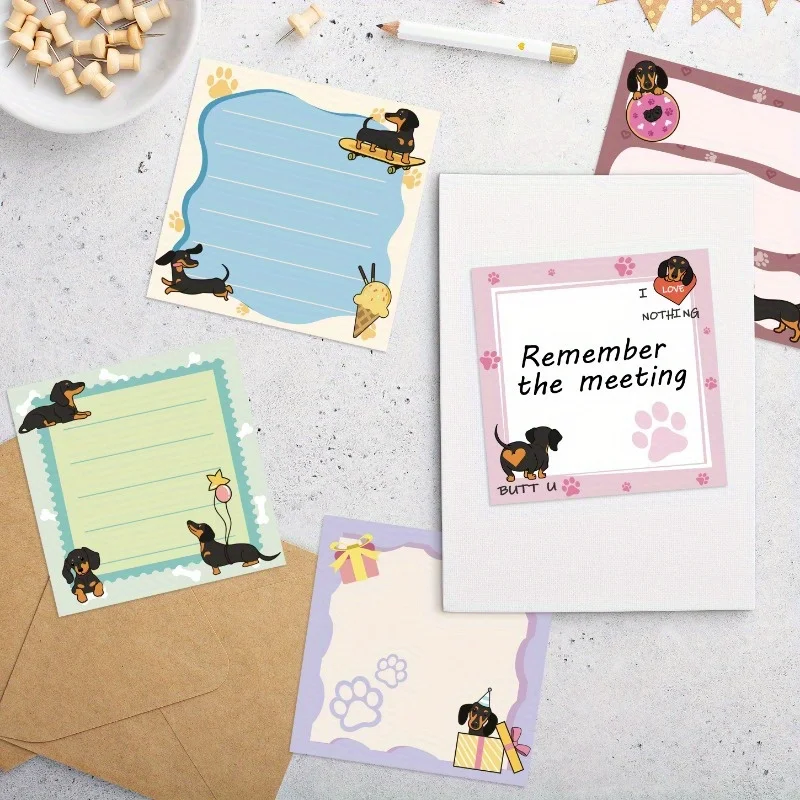 愛らしいジャーマンシェパードの付箋9枚 - 3x3インチの粘着パッド、450枚、9種類のユニークな漫画犬デザイン