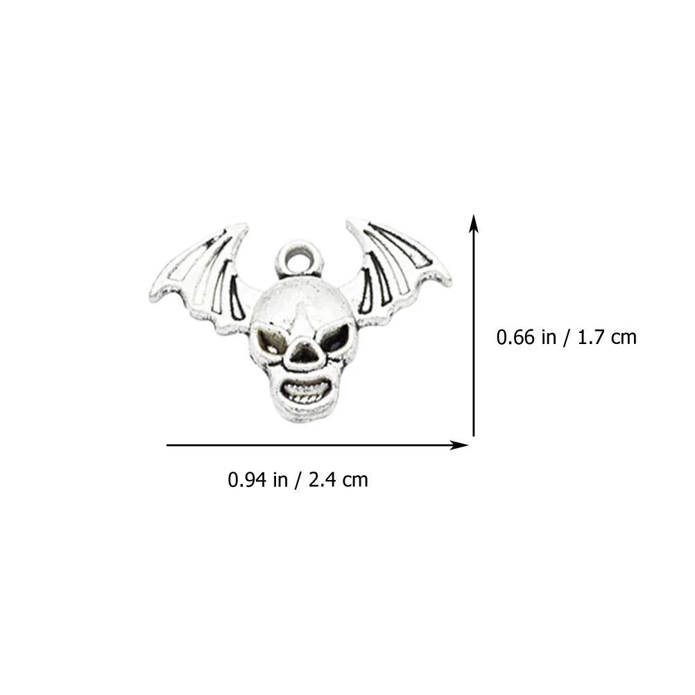 

50 pcs Bat Skull Pendant Halloween Craft Supplies Eco-friendly Alloy Necklace Charms Decorations Hangings Gifts