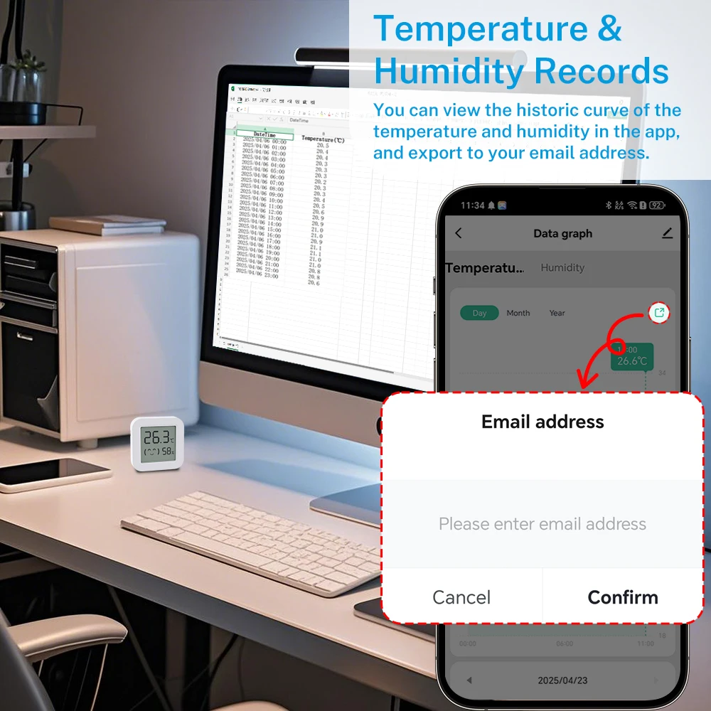 

Tuya Smart Zigbee Temperature Humidity Sensor Smart Home Mini thermometer Supports Alexa Google Home Requires Tuya Zigbee Hub