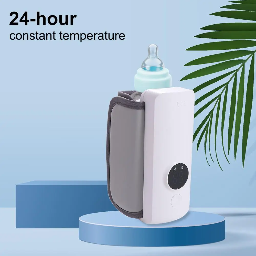 

USB Rechargeable Baby Bottle Warmer 6Levels Temperature Adjustment Milk Heater with Temperature Display Insulated Sleeve