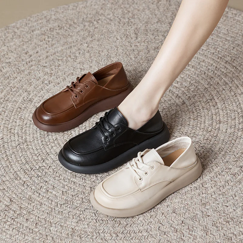 

Genuine leather women's new soft sole comfortable flat white leather single shoes