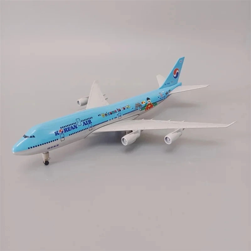 20cm Alloy Metal Korean Air Boeing 747 B747 Airline Welcome to Korea Airplane Model Collectible Gift