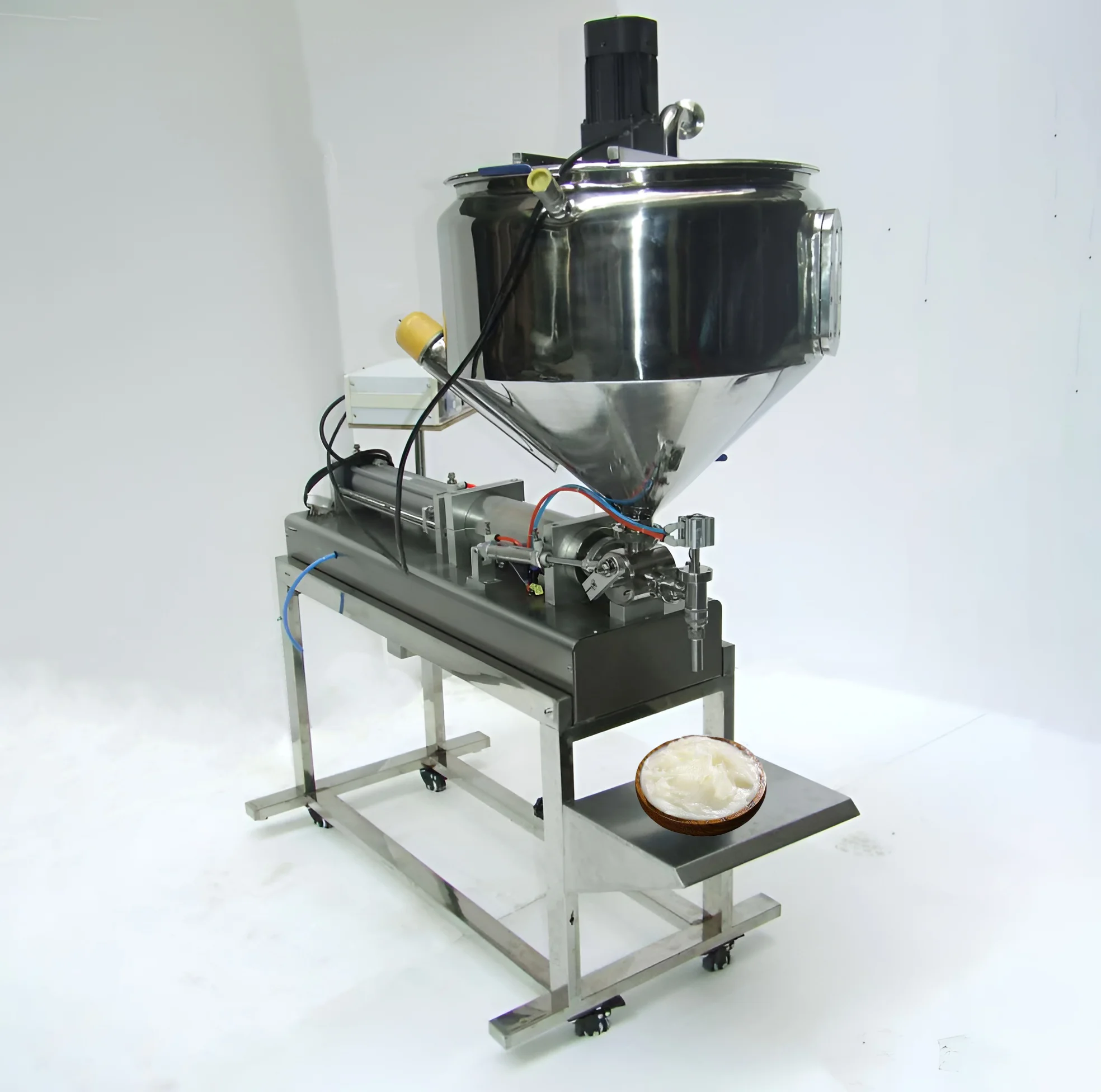 

Heated Viscous Grease Filling Machine with Mixer and Table Stand (Viscous Grease, Butter, Cheeze, Sauce, Gel)
